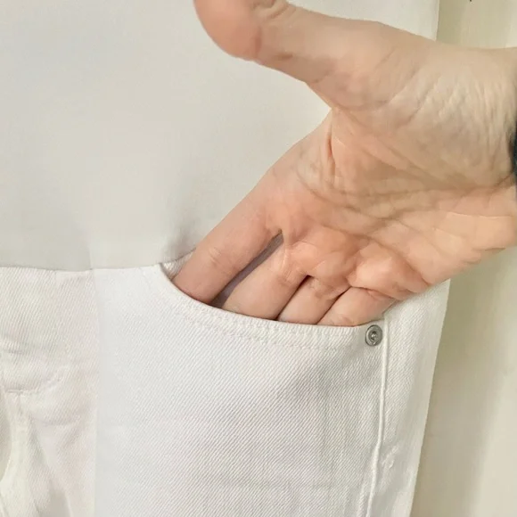 AG Adriano Goldschmied Maternity The Stilt Rollup White 27 Jeans Denim Summer - Picture 6 of 11